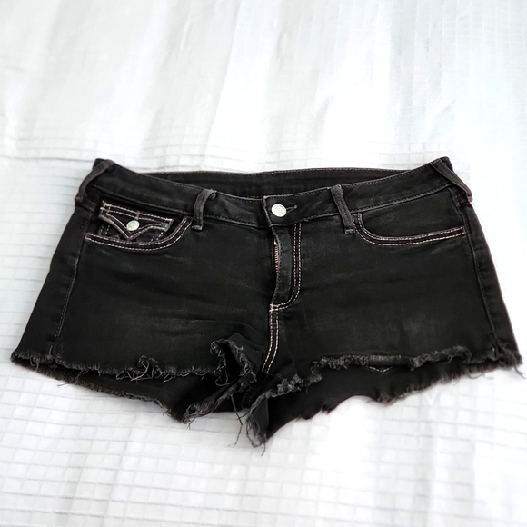 True Religion Pants - True Religion Joey Frayed Black Jeans Shorts